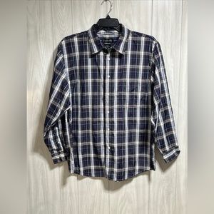 Carolina Bay Men’s Long Sleeve Plaid Button Down Shirt Size 2XL